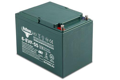 Тяговый аккумулятор RuTrike 6-EVF-55 (12V55A/H C3) фото 2