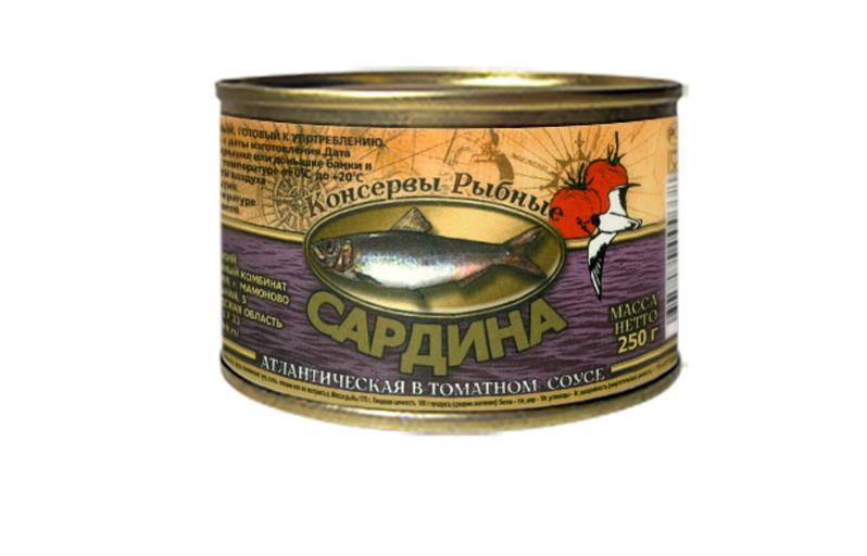 Сардина атлантическая в томатном соусе 250 г ГОСТ 16978 фото 1