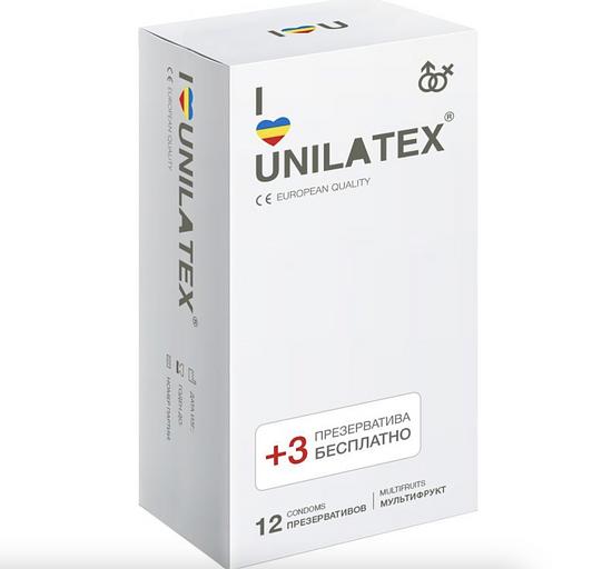 Презервативы Unilatex Multifruits 12 шт + 3 шт в подарок, опт фото 1