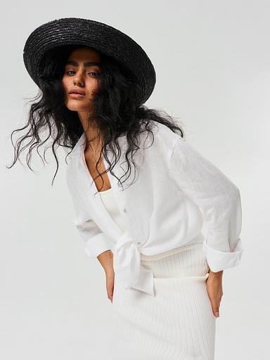 Linen loose fit shirt, white, wholesale фото 1