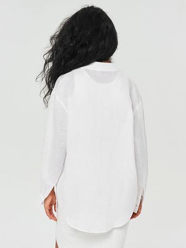 Linen loose fit shirt, white, wholesale фото 2