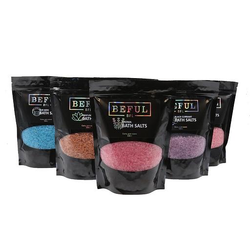 Мерцающая парфюмированная соль для ванн ручной работы BEFUL «Aroma» 500 г ОПТ фото 3