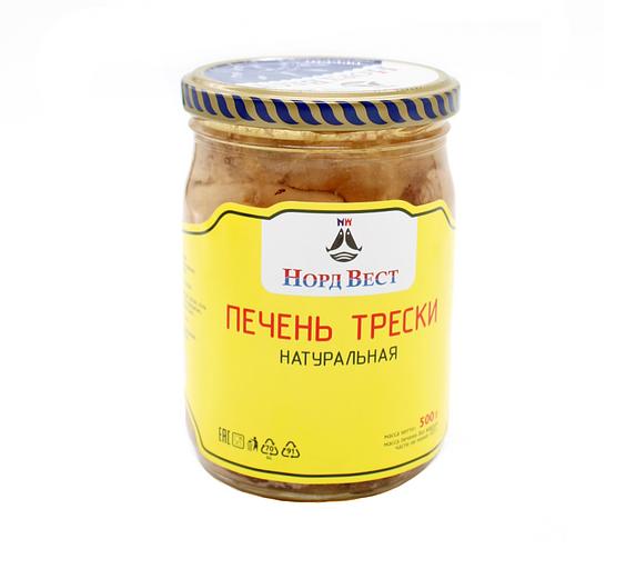 Печень трески натуральная высший сорт, в стекле, 500 гр, опт фото 1