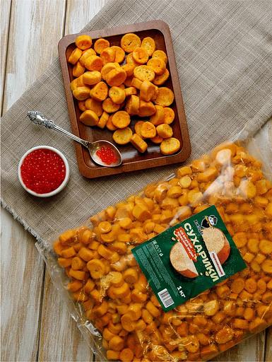 Сухарики пшеничные со вкусом красной икры 1 кг, опт фото 1