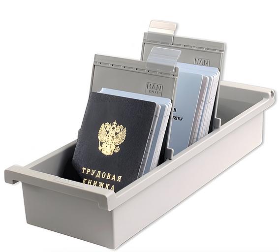 Plastic card file A6 format (148×105 mm) vertical for 1300 cards, gray, HAN (Germany), NA956/0/1/11, wholesale фото 1
