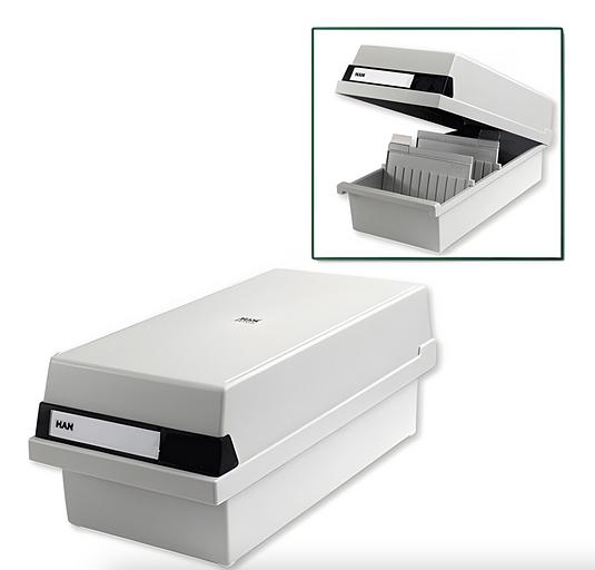 Plastic card file A5 format (210×148 mm) horizontal for 1300 cards, with lid, gray, HAN (Germany), HA955/11, wholesale фото 1