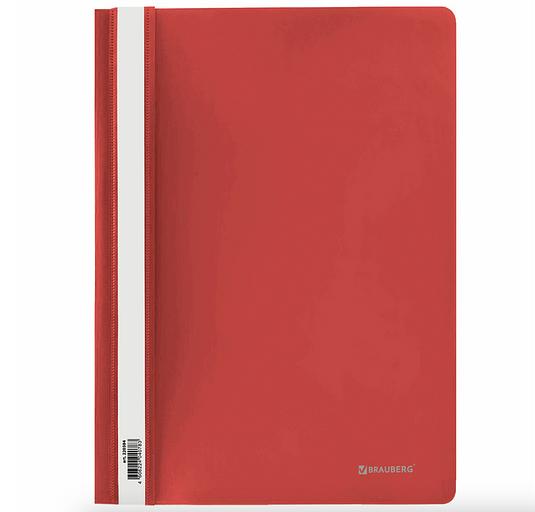 Скоросшиватель пластиковый BRAUBERG, А4, 130/180 мкм, красный, опт фото 1
