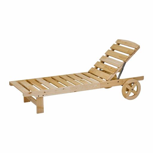 Wooden chaise lounge on wheels, 10 backrest positions, wholesale фото 1