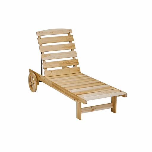 Wooden chaise lounge on wheels, 10 backrest positions, wholesale фото 3