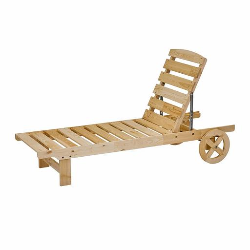 Wooden chaise lounge on wheels, 10 backrest positions, wholesale фото 4