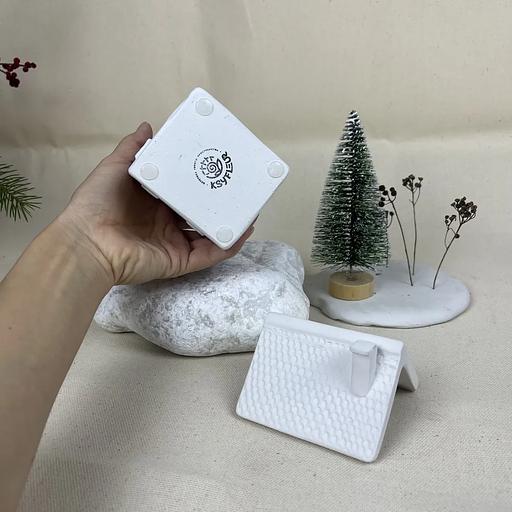 Кашпо Домик, белый из скульптурной смеси, опт фото 3