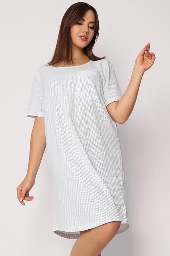 Женская сорочка «Очарование», белый (тёмно-синий горох), опт фото 7