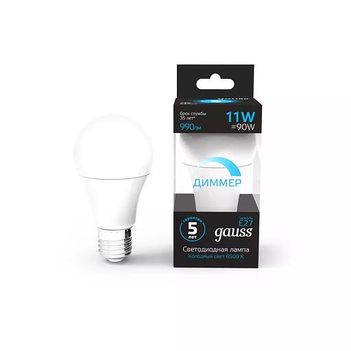 Лампа Gauss LED A60 11W E27 990lm 6500K диммируемая 102502311-D ОПТ фото 1