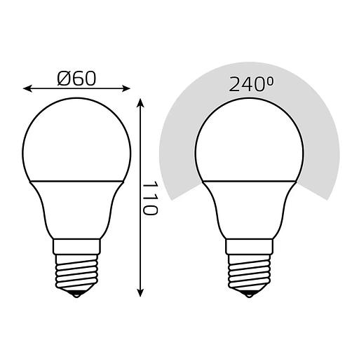 Лампа Gauss LED A60 11W E27 990lm 6500K диммируемая 102502311-D ОПТ фото 4