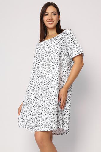 Женская сорочка «Очарование», белый (тёмно-синие снежинки), опт фото 1