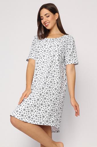 Женская сорочка «Очарование», белый (тёмно-синие снежинки), опт фото 3