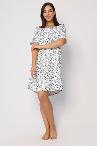 Женская сорочка «Очарование», белый (тёмно-синие снежинки), опт фото 4