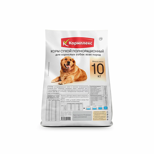 Корм сухой Кормплекс полнорационный для взрослых собак всех пород 10 кг фото 1