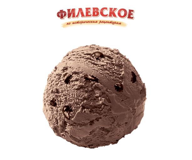 Мороженое «Филевское» пломбир шоколадный с кусочками шоколада, лоток 2200 гр, опт фото 1