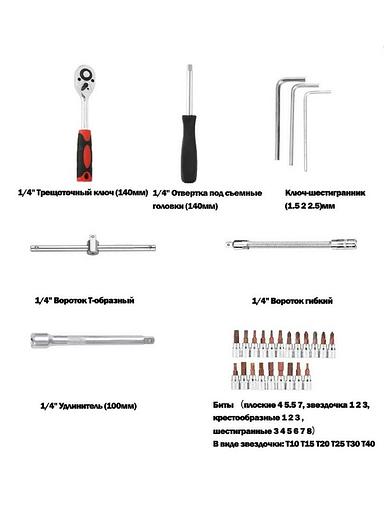 Набор инструментов 53 предмета 1/4 дюйма GOODKING 10053-K фото 6
