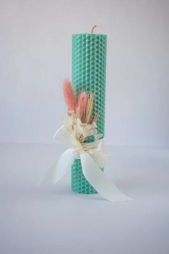 Ulianka wax candle with dried flowers, Tiffany фото 1