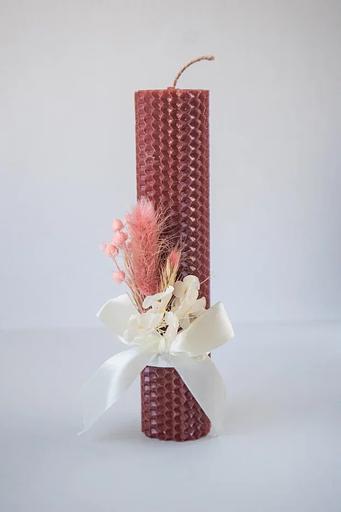 Ulianka wax candle with dried flowers, chocolate фото 1