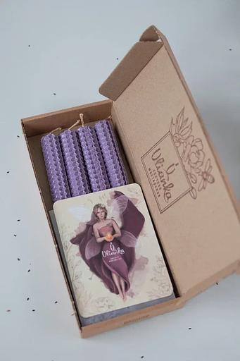 4 тонких свечи из вощины Ulianka, лаванда фото 1