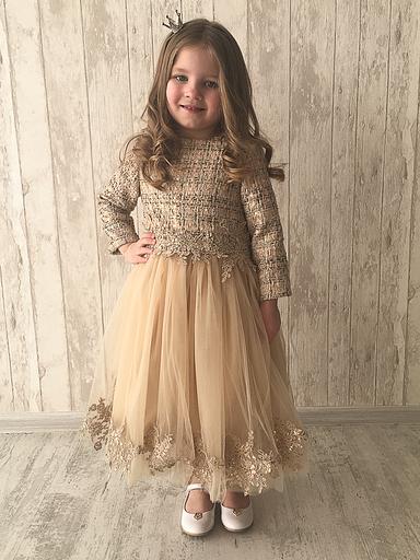 Платье «Её малышество» для девочек нарядное, золотой, 80 фото 1
