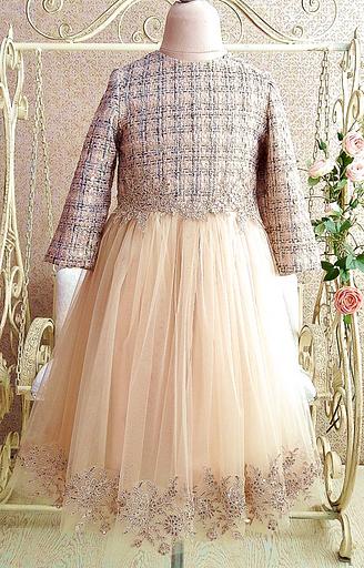 Платье «Её малышество» для девочек нарядное, золотой, 116 фото 2