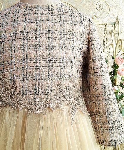 Платье «Её малышество» для девочек нарядное, золотой, 116 фото 3