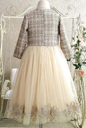 Платье «Её малышество» для девочек нарядное, золотой, 116 фото 5