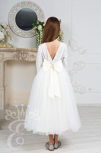 Платье «Её малышество» для девочек нарядное, молочный, 140 фото 2