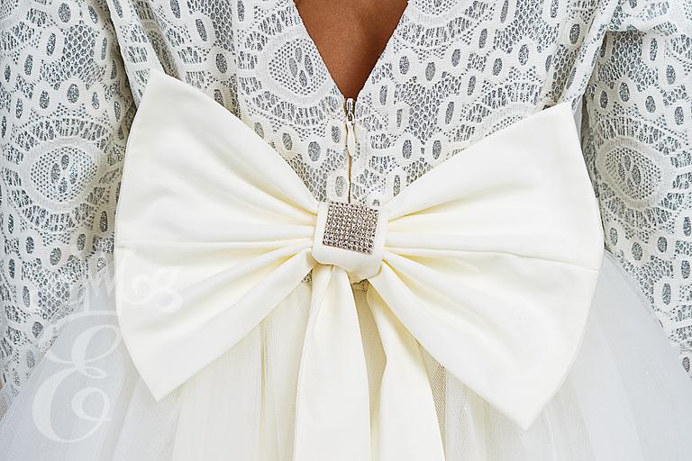 Платье «Её малышество» для девочек нарядное, молочный, 140 фото 3