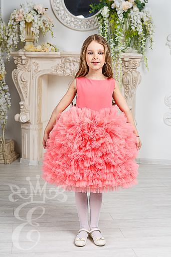 Платье «Её малышество» для девочек с пышной юбкой, коралловый, 116 фото 1