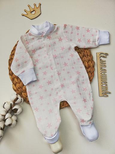 Комбинезон для малышей «Её малышество» из муслина, 2148Кбр, бело-розовый, опт фото 1