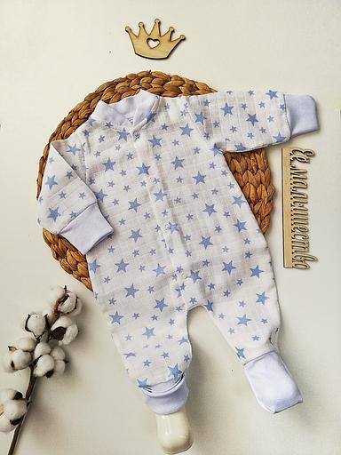 Комбинезон для малышей «Её малышество» из муслина, бело-голубой, 2148Кбг, опт фото 1