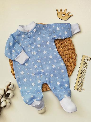 Комбинезон для малышей «Её малышество» из муслима, бело-голубой, 2148Кгб, опт фото 1