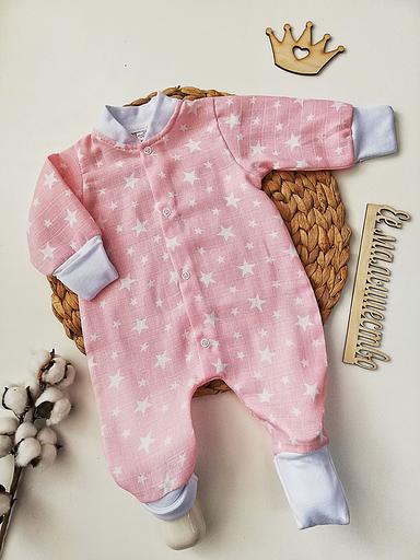 Комбинезон для малышей «Её малышество» из муслима, бело-розовый, 2148Крб, опт фото 1