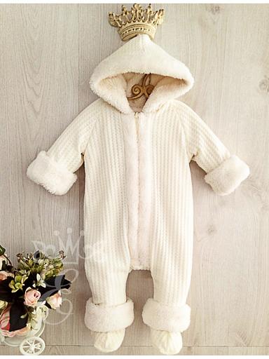 Комбинезон утеплённый для малышей «Её малышество» с капюшоном, молочный, 883-К, опт фото 1
