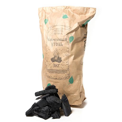 Уголь берёзовый крупнокусковой 20 л (3 кг) ОПТ фото 1