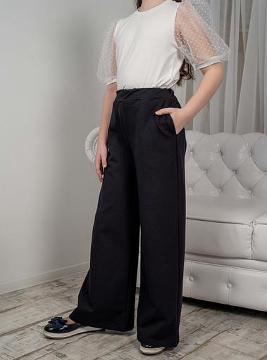 Брюки широкие, свободные Энди для девочек, чёрные, 4-122, опт фото 5