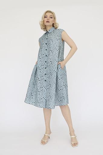 Платье из вискозы с поясом, серый, опт фото 1