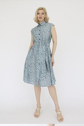 Платье из вискозы с поясом, серый, опт фото 2