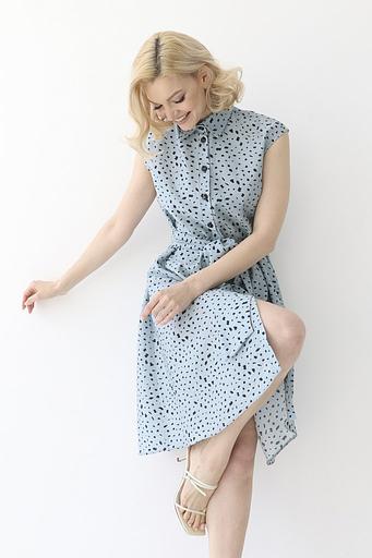 Платье из вискозы с поясом, серый, опт фото 3