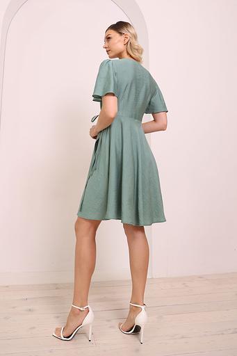 Платье на запах с юбкой-солнце, зеленый, опт фото 2
