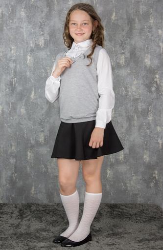 Школьный жилет Энди для девочек, серый меланж, 2-471, опт фото 2