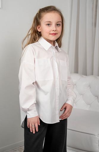 Школьная блузка Энди для девочек, белая, 2-130, опт фото 1