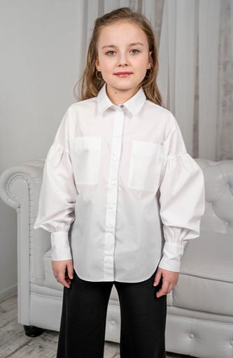 Школьная блузка Энди для девочек, белая, 2-129, опт фото 1