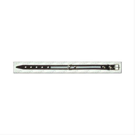 Ошейник №26, однослойный, натуральная кожа на синтепоне, светоотражающий с выносным кольцом ОПТ фото 1