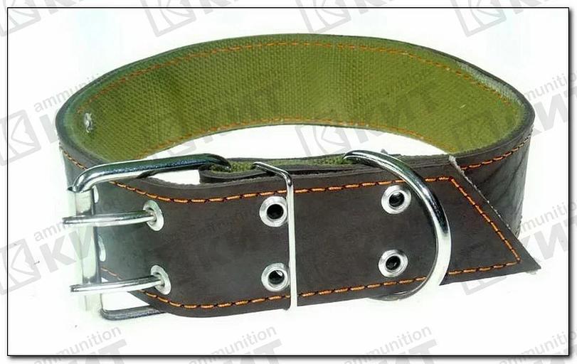 Ошейник №46, двухслойный, натуральная кожа на брезенте ОПТ фото 1